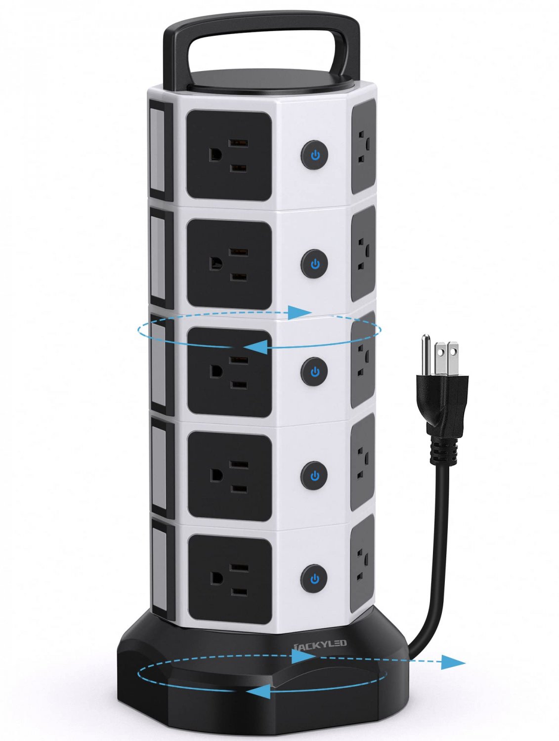 Power Strip Tower Surge Protector 1050J, JACKYLED 20 AC Outlets 6 USB Ports, 3000W 13A Desktop Elect