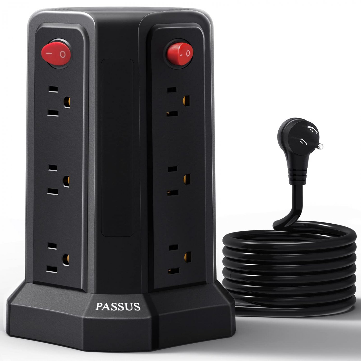 Power Strip Surge Protector Tower with 1800J Protection,12 AC Multiple Outlets Power Tower,6.5FT Ext