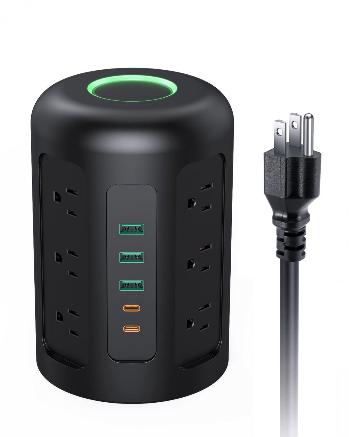 Power Strip Tower Surge Protector 12 AC Outlets, 1500J Outlet with 2 USB C & 3 Ports, Overload Prote