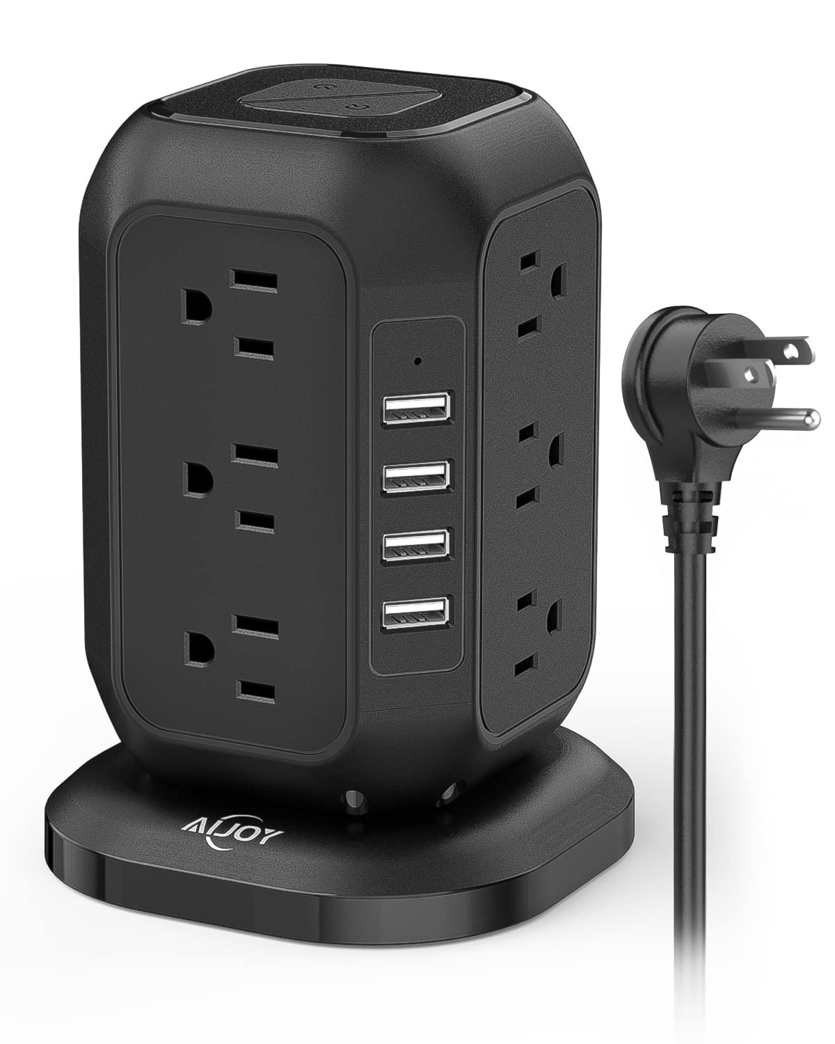 Power Strip Tower with USB Ports-AiJoy Surge Protector with 12 AC Outlet and 4 USB Ports, 10 FT Exte