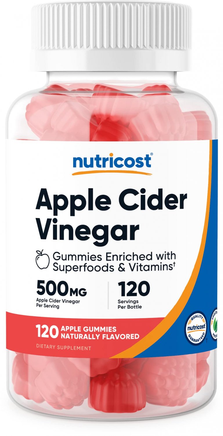 Nutricost Apple Cider Vinegar 500mg, 120 Gummies, Apple Flavored - Gluten Free, Non-GMO, No Corn Syr