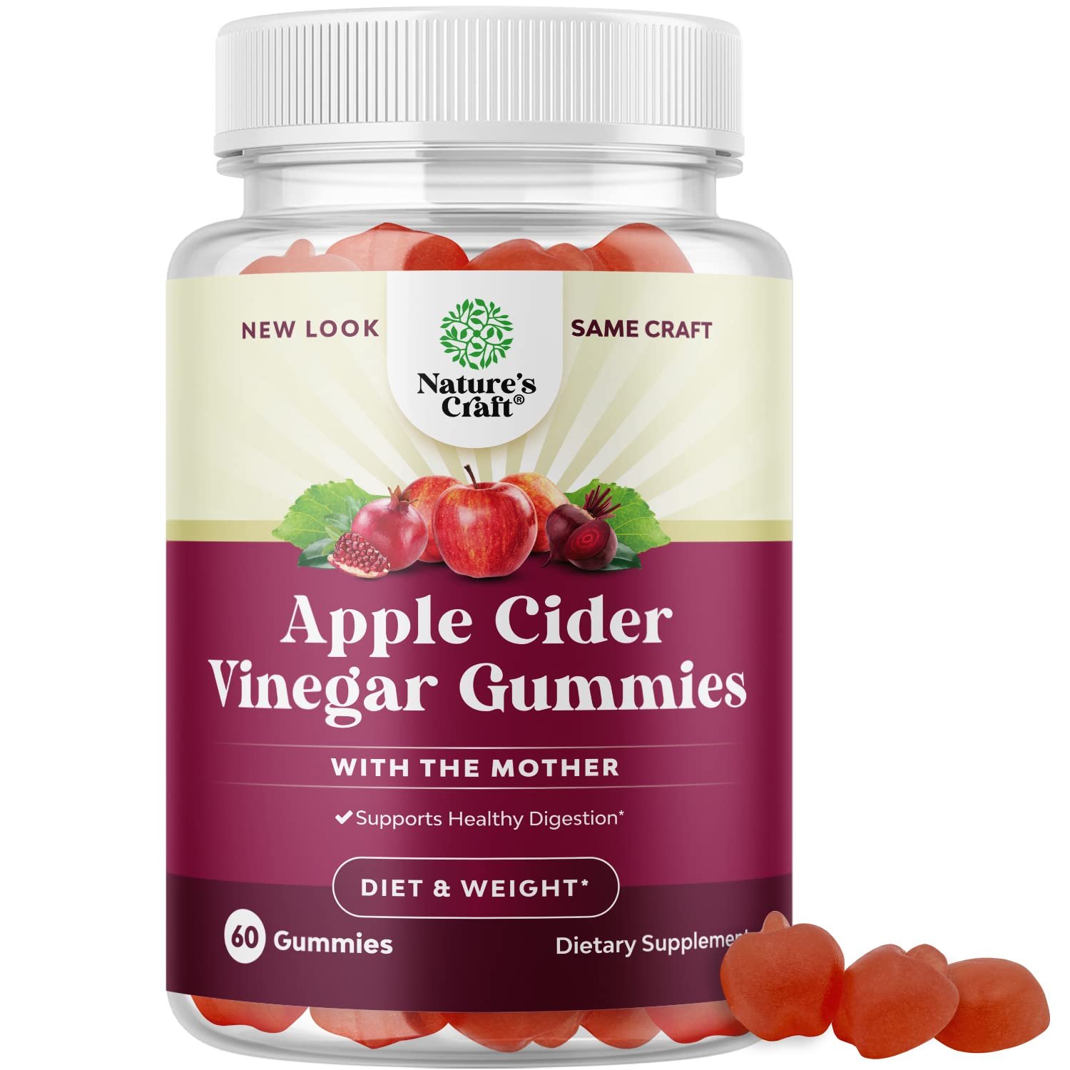 Apple Cider Vinegar Gummies with The Mother - Natural Energy Supplement ACV Gummies with Mother for 
