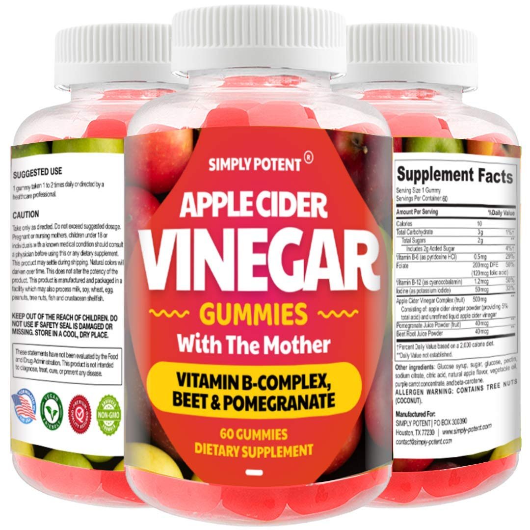ACV Gummies with Mother for Weight Loss, Apple Cider Vinegar Gummies, Tasty Alternative to Apple Cid