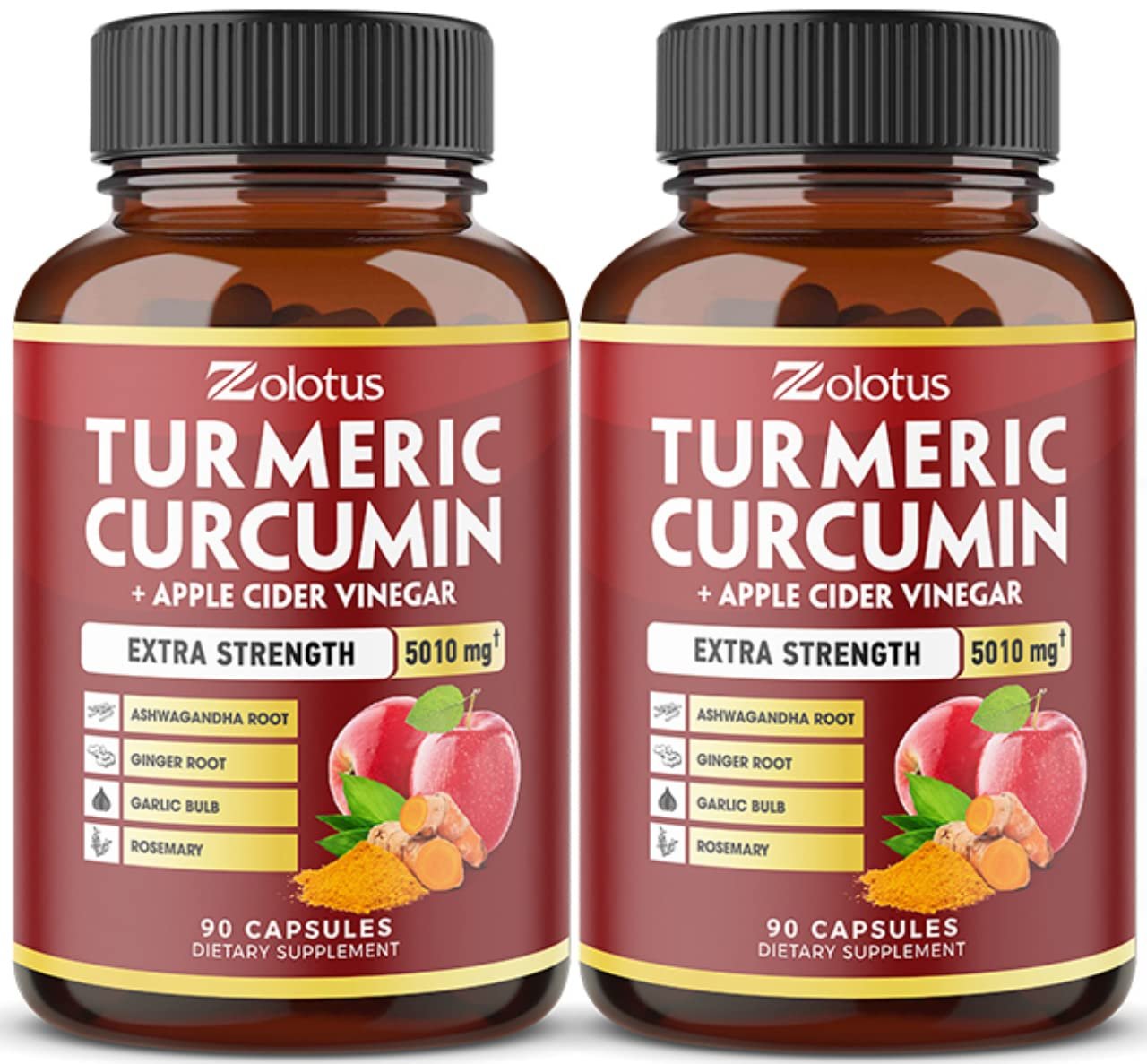 2packs 7 in 1 Turmeric Curcumin + Apple Cinder Vinegar Capsules, Equivalent to 5010mg, 6 Month Suppl
