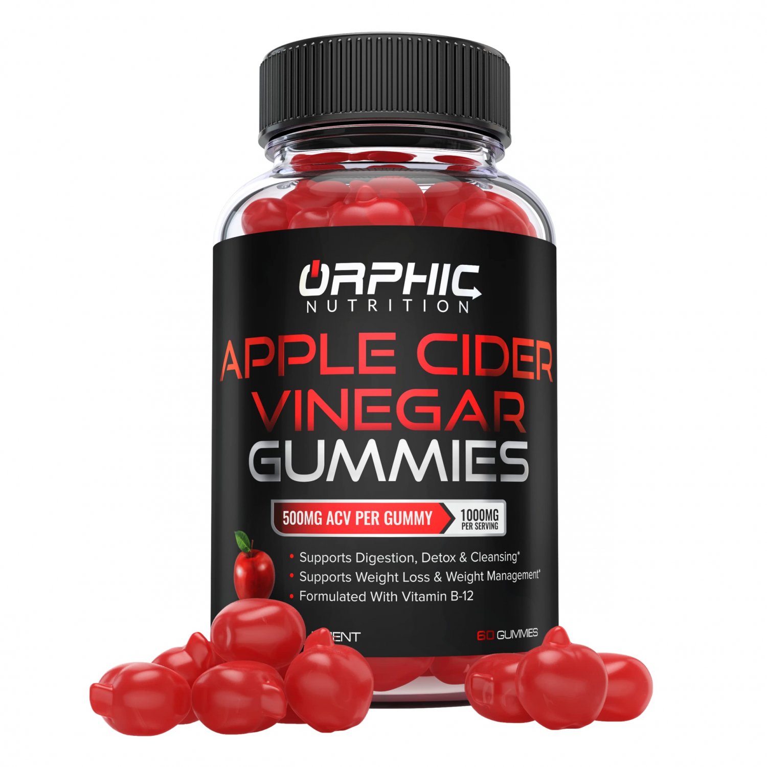 Apple Cider Vinegar Gummies - 1000mg -Formulated to Support Weight Loss Efforts, Normal Energy Level