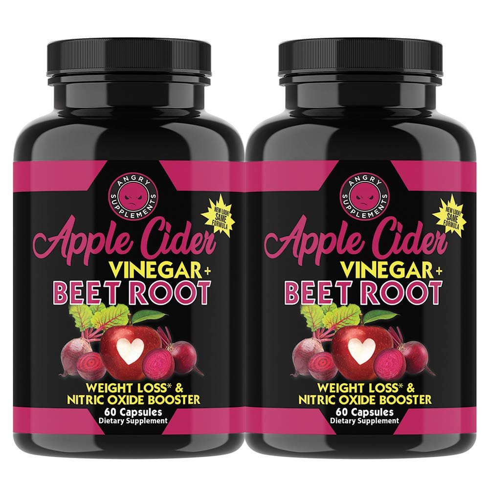 Angry Supplements Apple Cider Vinegar + Beet Root Capsules, Detox Pills, Nitric Oxide + Energy Boost