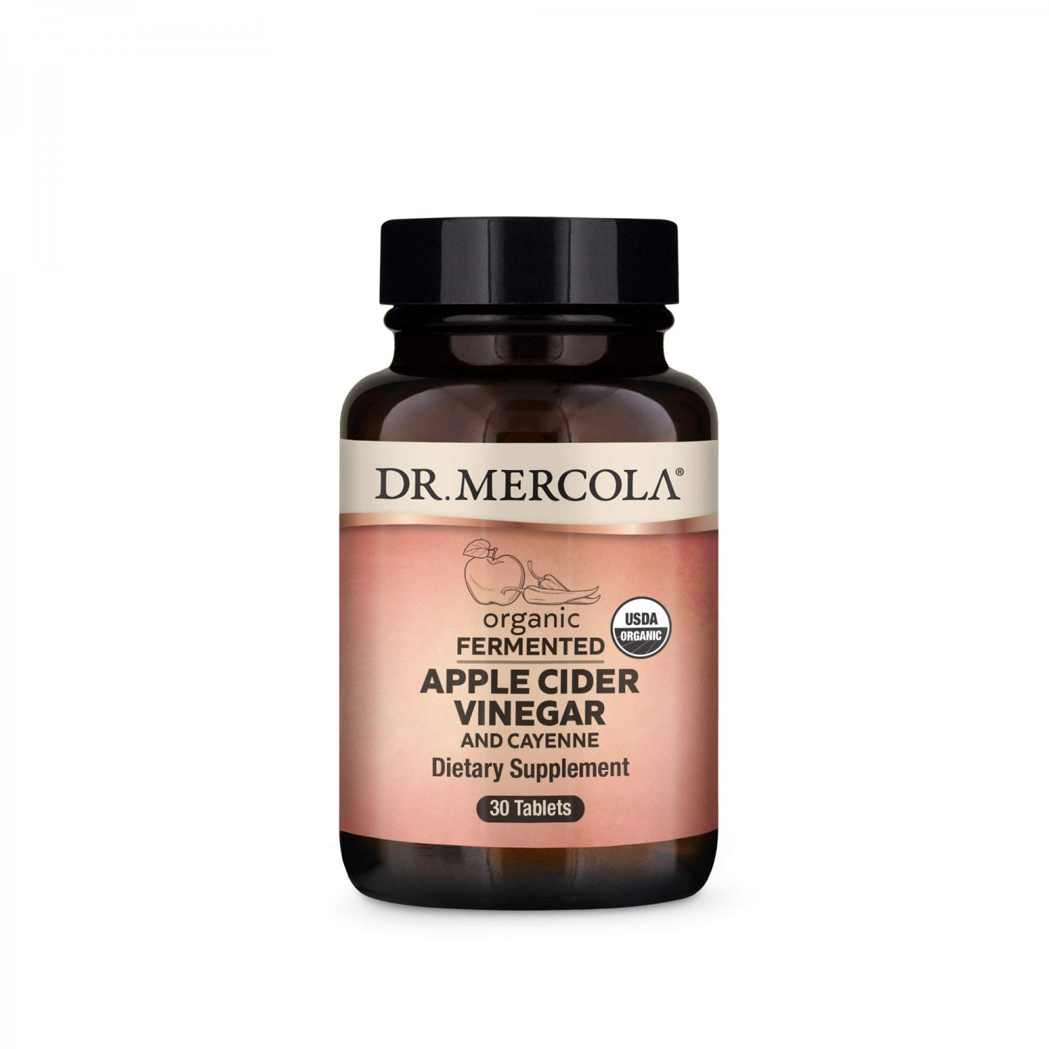 Dr. Mercola, Organic Fermented Apple Cider Vinegar and Cayenne Pepper, 30 Servings (30 Tablets), Sup