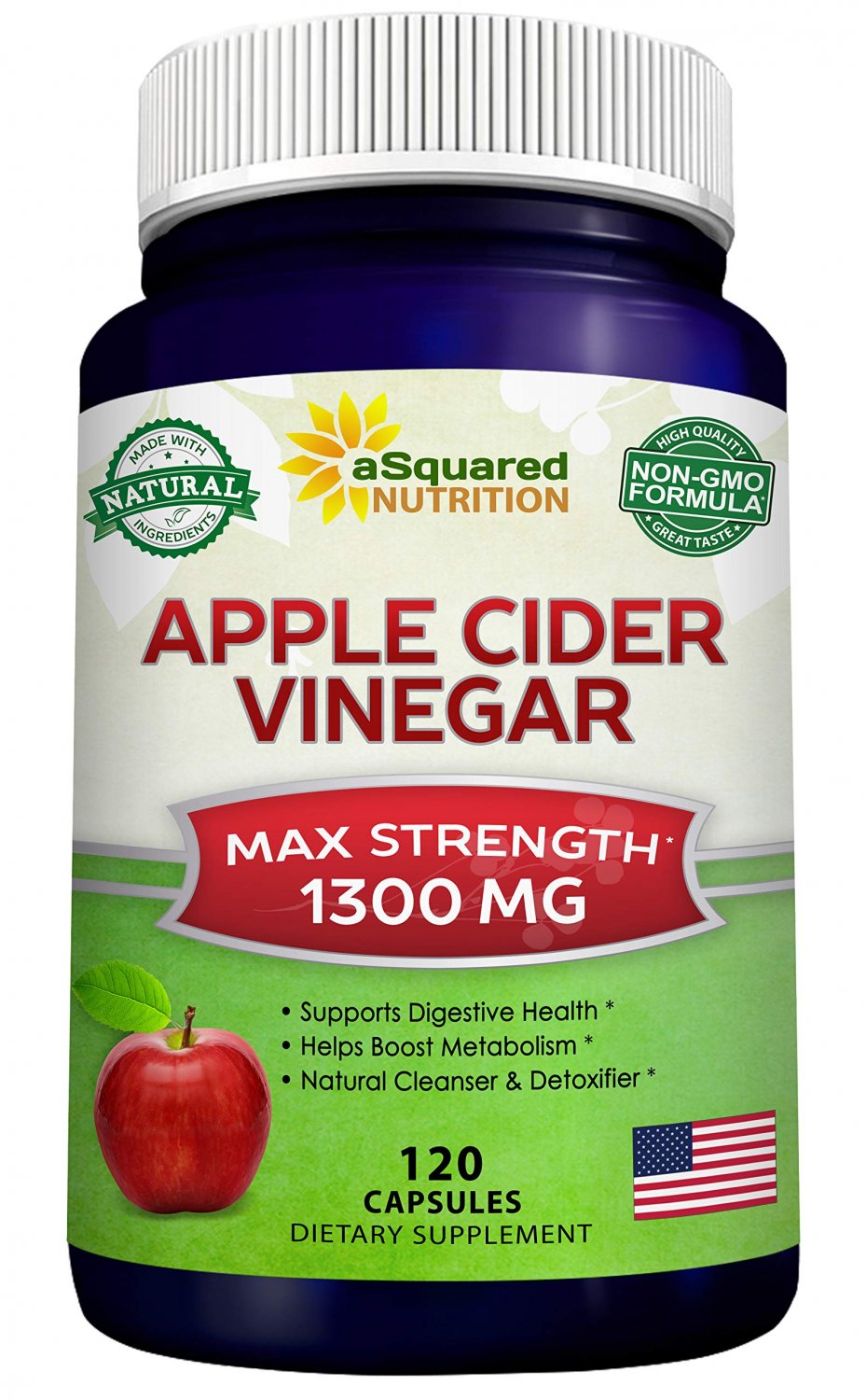 Apple Cider Vinegar Supplement (120 Capsules) Extra Strength 1300mg