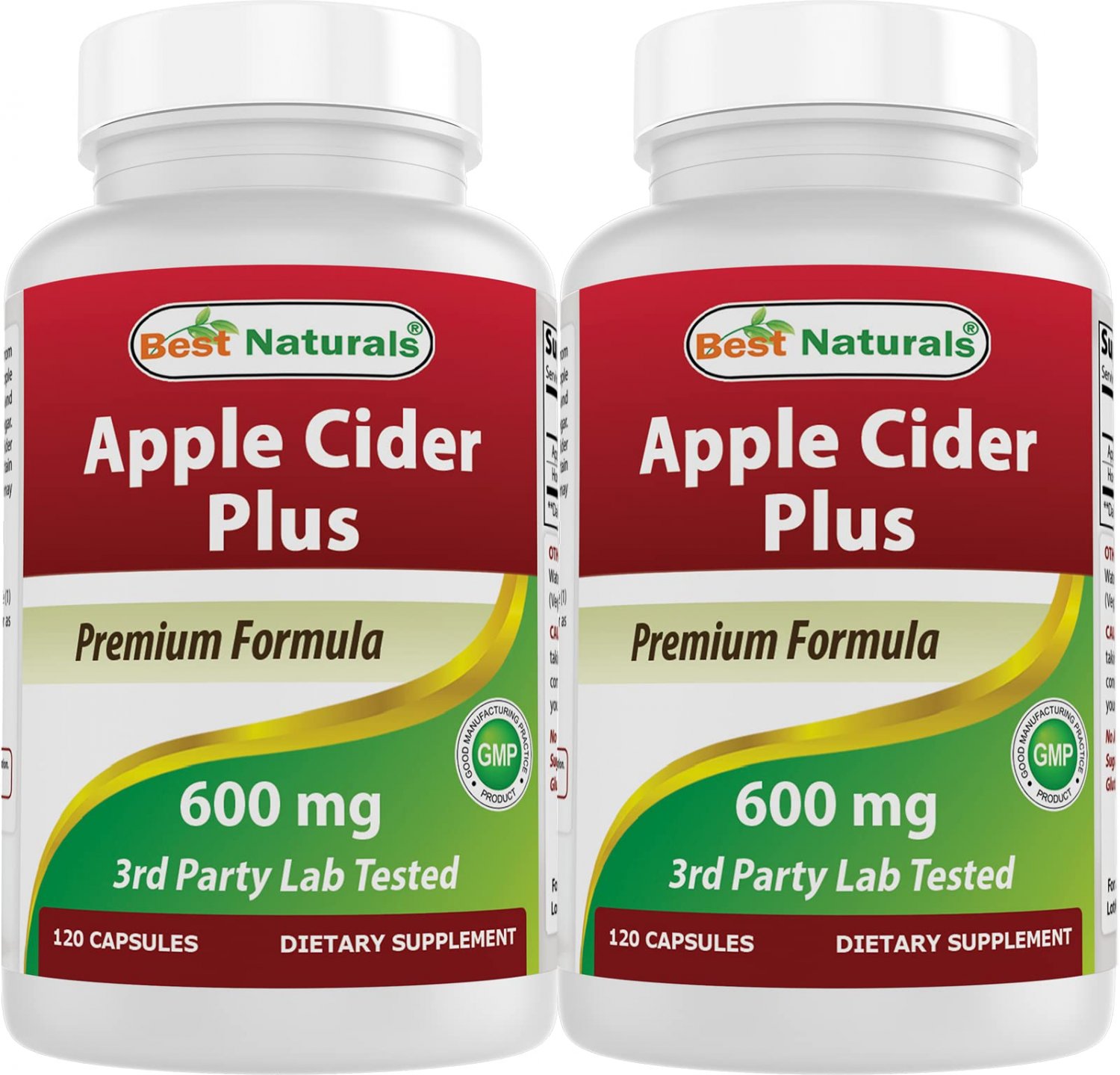 Best Naturals Apple Cider Vinegar Plus 600 Mg 120 Capsules - Vinegar Capsules for Healthier Digestio
