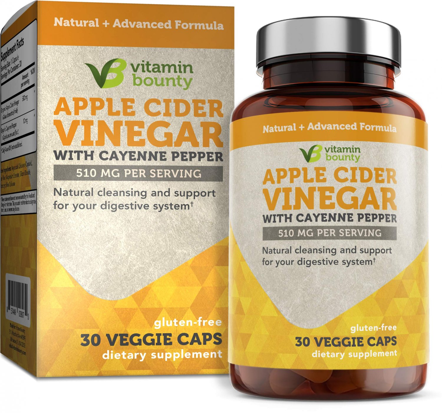 Apple Cider Vinegar Capsules - with Cayenne Pepper, ACV with The Mother - 510mg per Serving - Digest