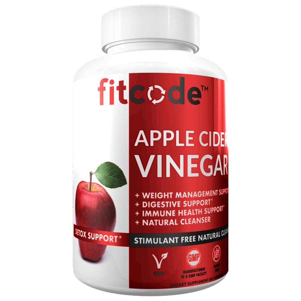 Fitcode Extra Strength Apple Cider Vinegar Pills, 500mg, Natural Digestion, Detox, & Immune Support 