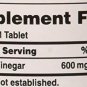 Puritans Pride Apple Cider Vinegar 600 mg Tablets, 200 Count