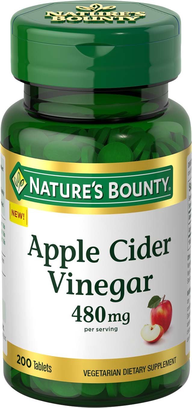 Nature&acirc;��s Bounty Apple Cider Vinegar 480mg Pills, Vegetarian Supplement Plant Based, 200 Tablets