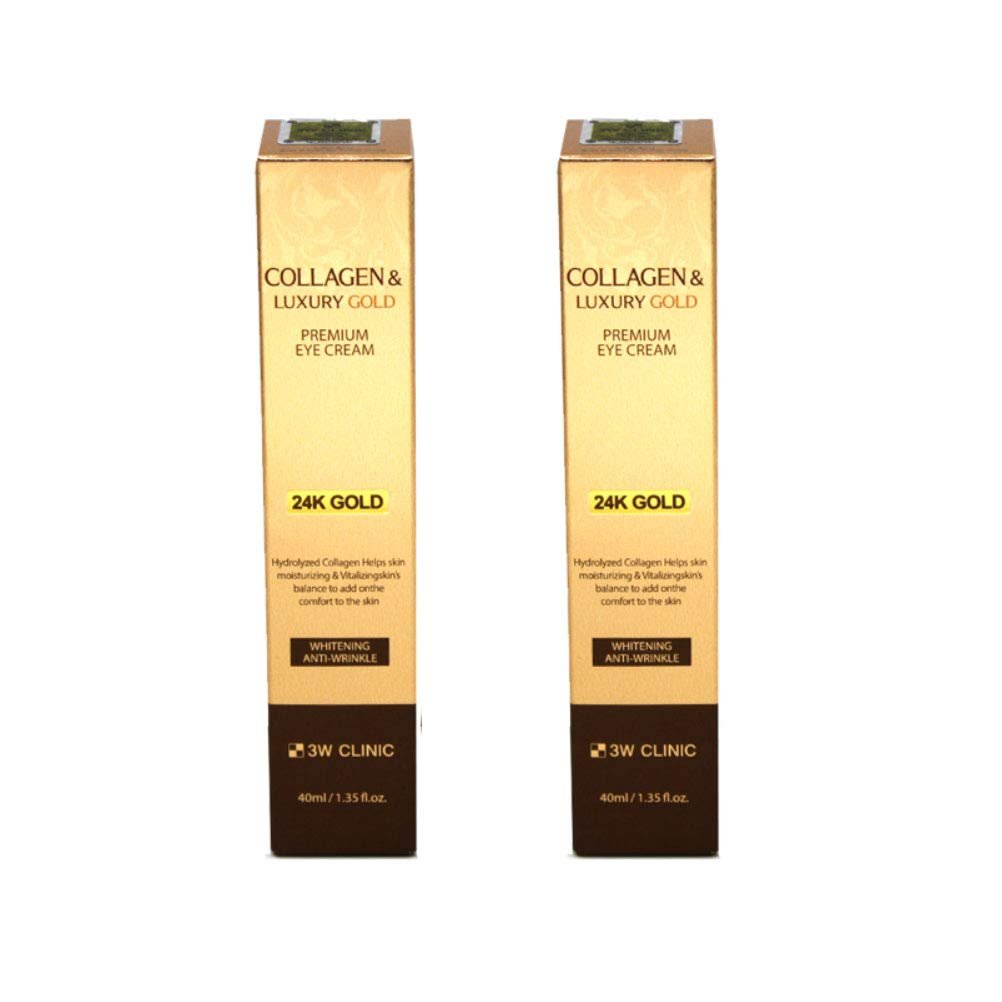 3W CLINIC Collagen & Luxury Gold Premium Eye Cream 40ml/1.35fl.oz (Pack of 2) Moisturizing & Vitaliz
