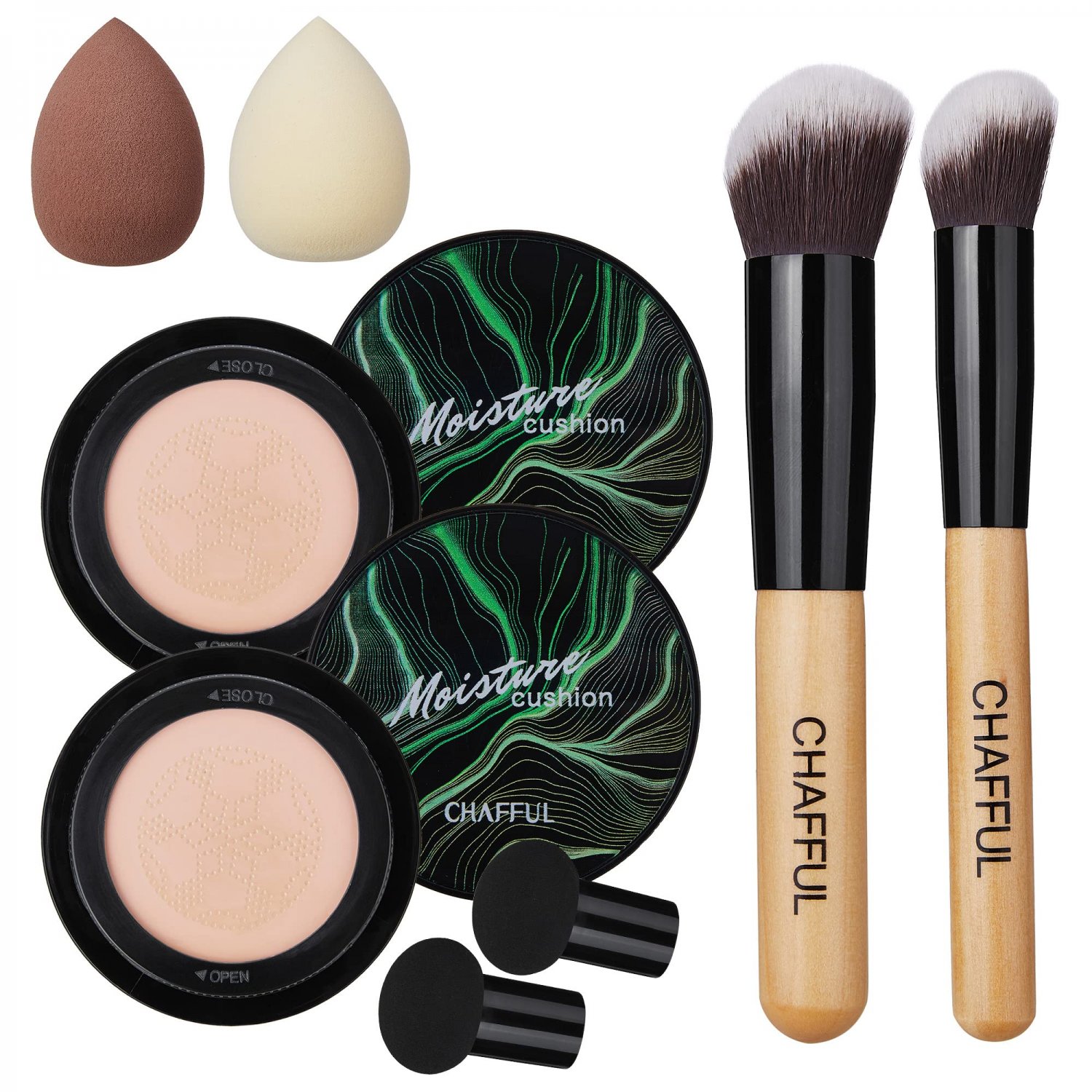 2PCS Air Cushion CC Cream Mushroom Head Foundation, Moisturizing CC Cream Makeup Long Lasting Matte 