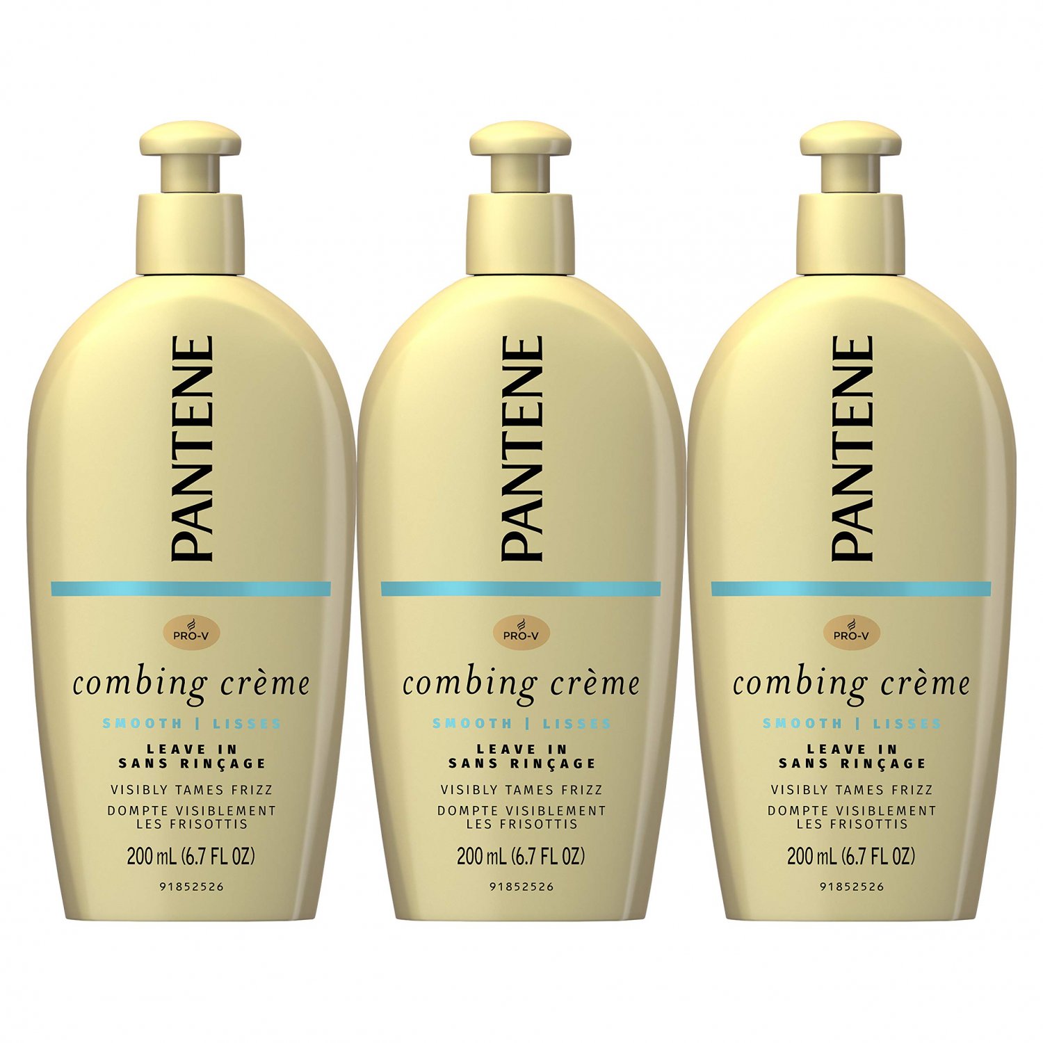 Pantene Combing Cream, Pro-V Smooth Nutrient Boost, Tame Frizz and Block Humidity, 6.7 Fl Oz, Triple