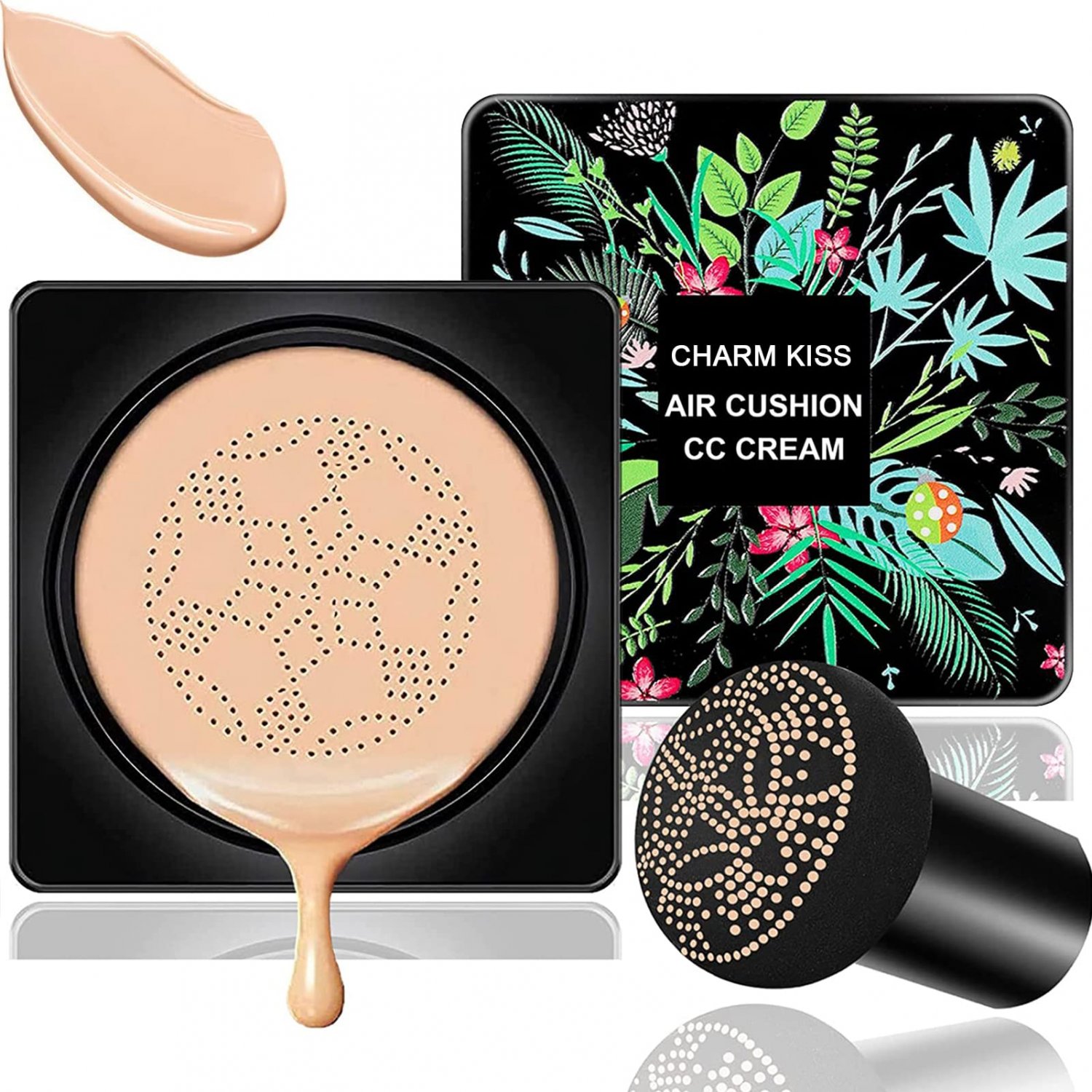 Air Cushion CC Cream Mushroom Head Foundation,Matte Even Skin Tone Nude Makeup Base Primer,Moisturiz