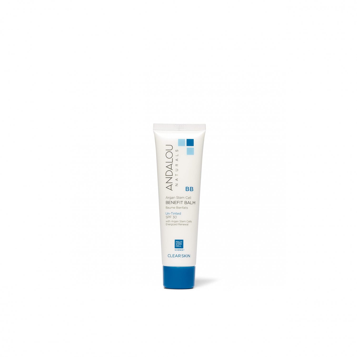 Andalou Naturals CLEAR SKIN Argan Stem Cell BB Benefit Balm, Un-Tinted SPF 30, 2 Fl Oz