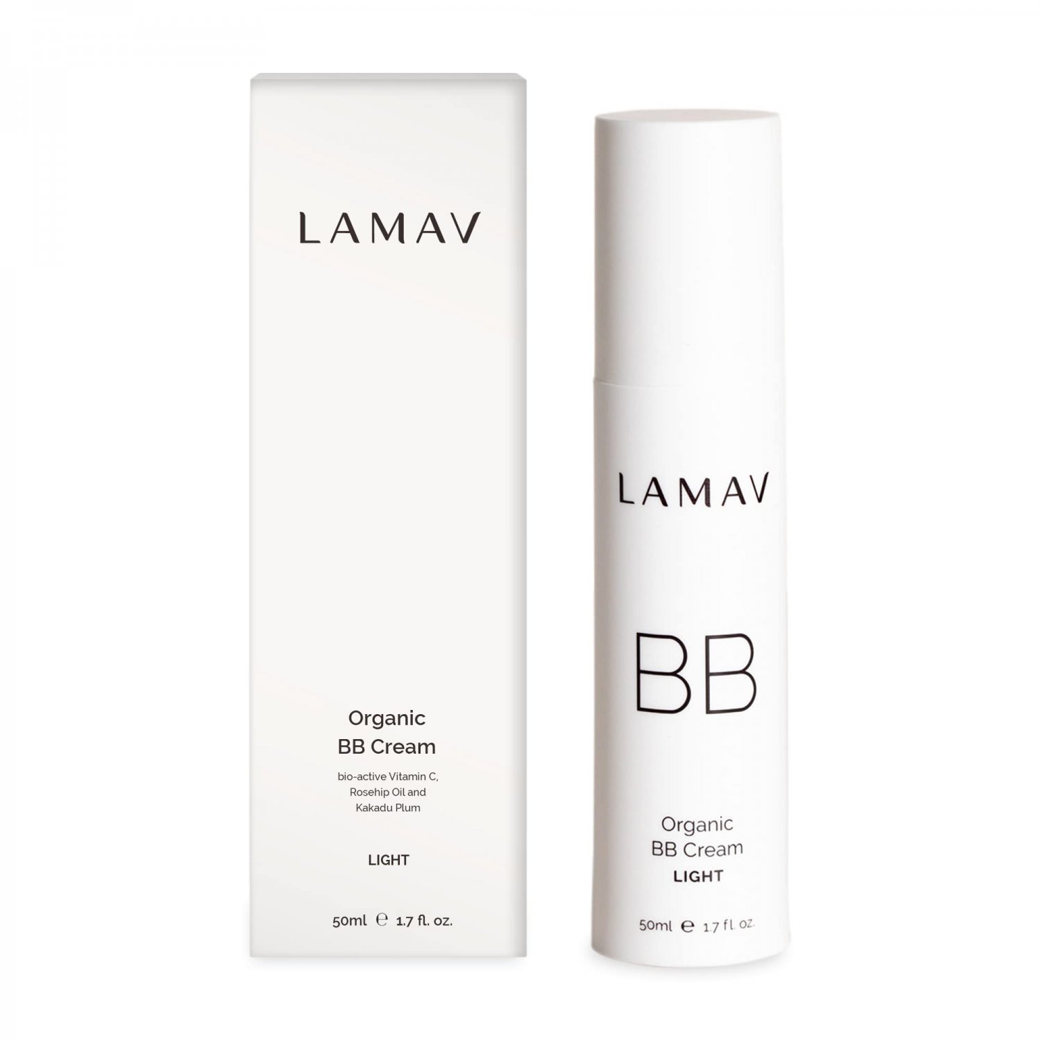 Organic BB Cream Light - All In One Organic Tinted Moisturizer, Foundation and Natural Tinted Sunscr