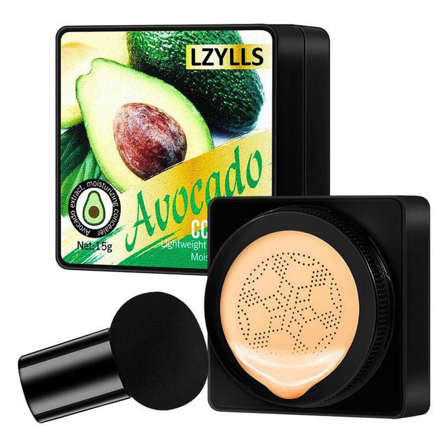 Air Cushion CC Cream Mushroom Head Foundation,Avocado CC Cream Foundation,Long Lasting Moisturizing 