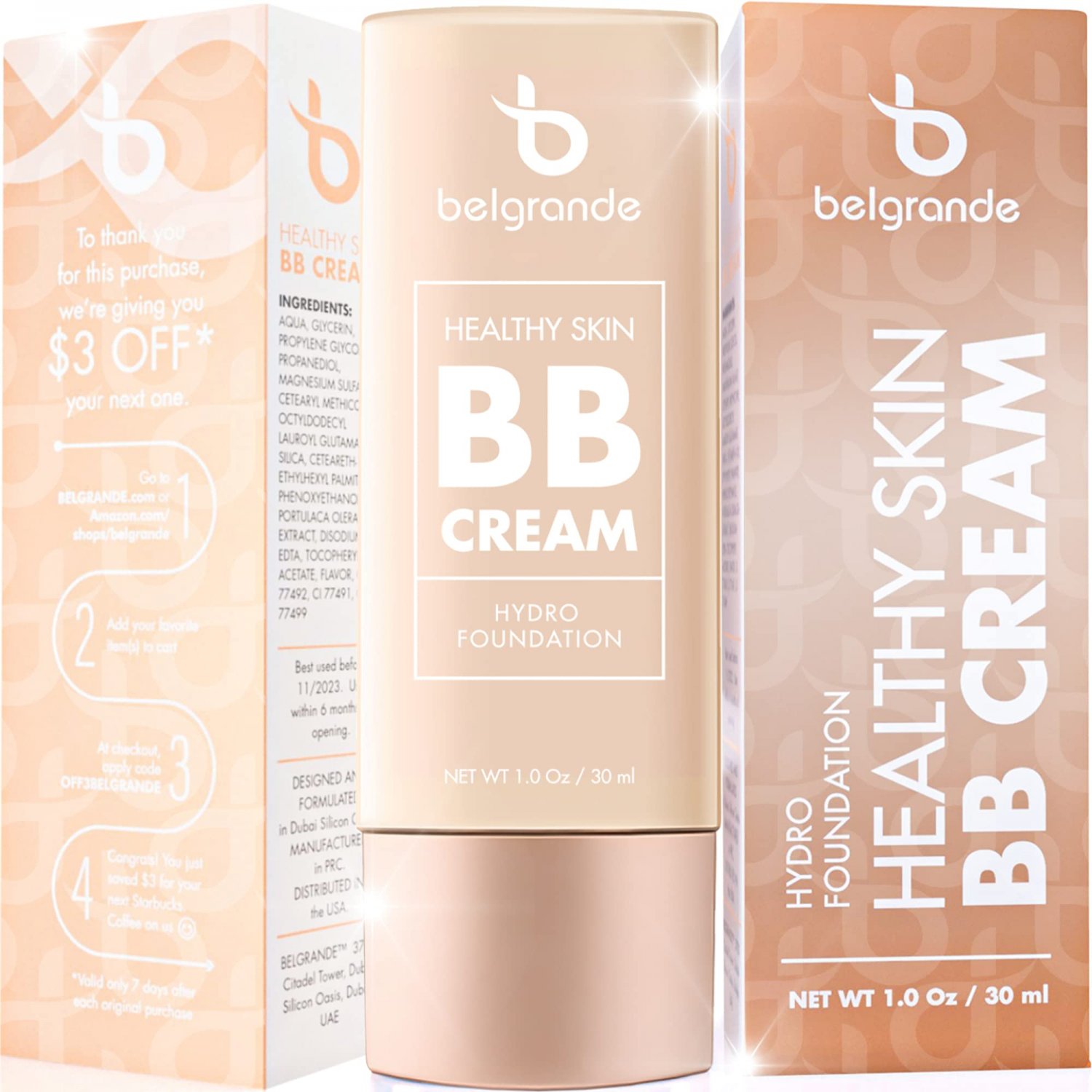 Belgrande BB Cream. Silky Natural. Creamy & Delicate Texture. Flawless Hydrating Finish. Fresh and H