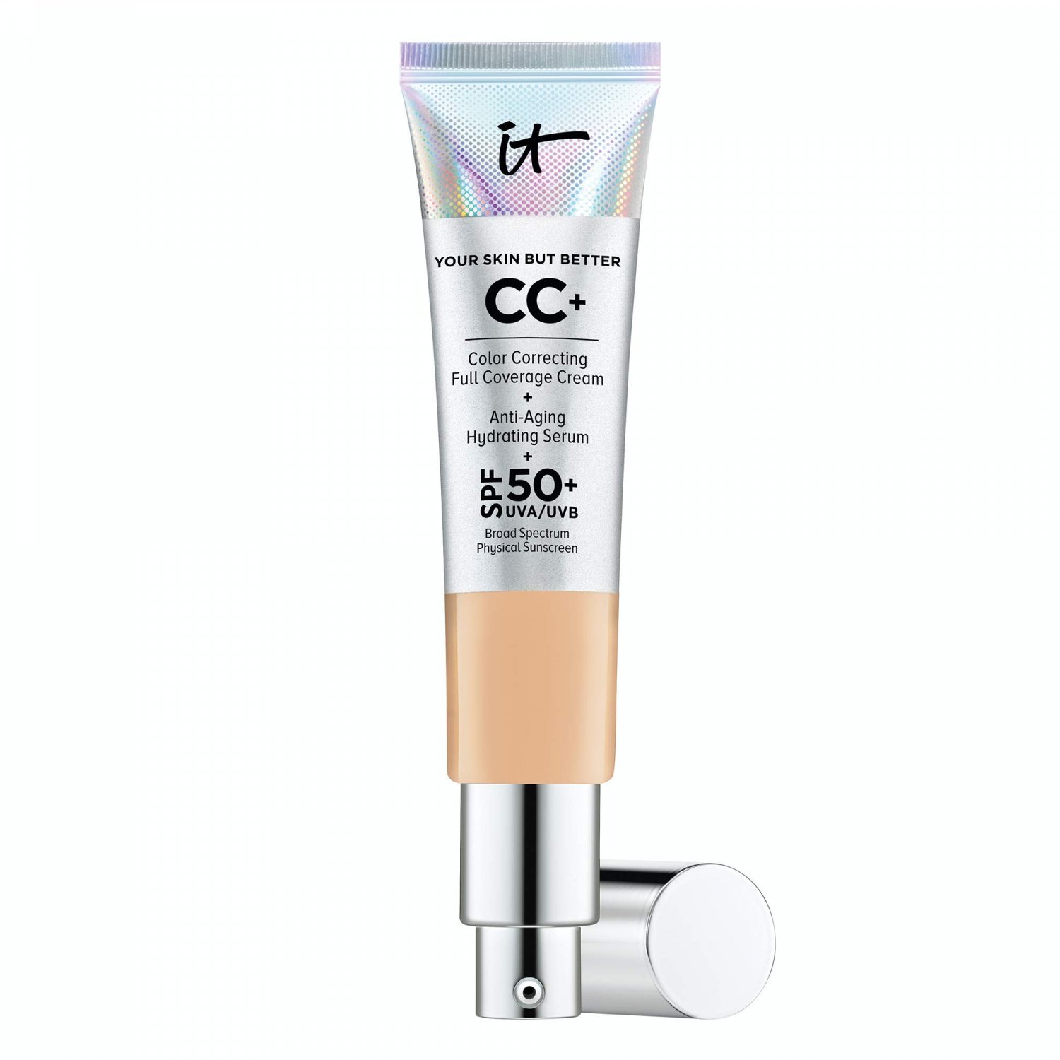 IT Cosmetics Your Skin But Better CC+ Cream, Medium Tan (W) - Color Correcting Cream, Full-Coverage 