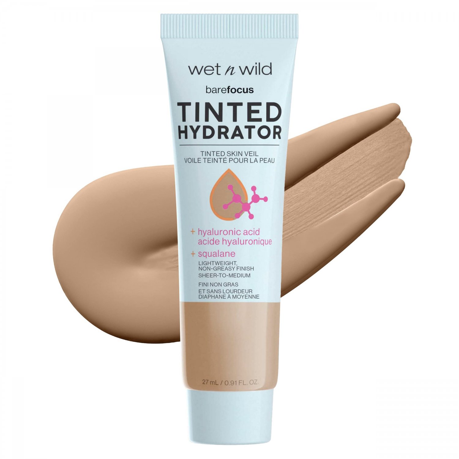 Wet n Wild Bare Focus Tinted Hydrator Matte Finish, Medium Tan, Oil-Free, Moisturizing Makeup | Hyal