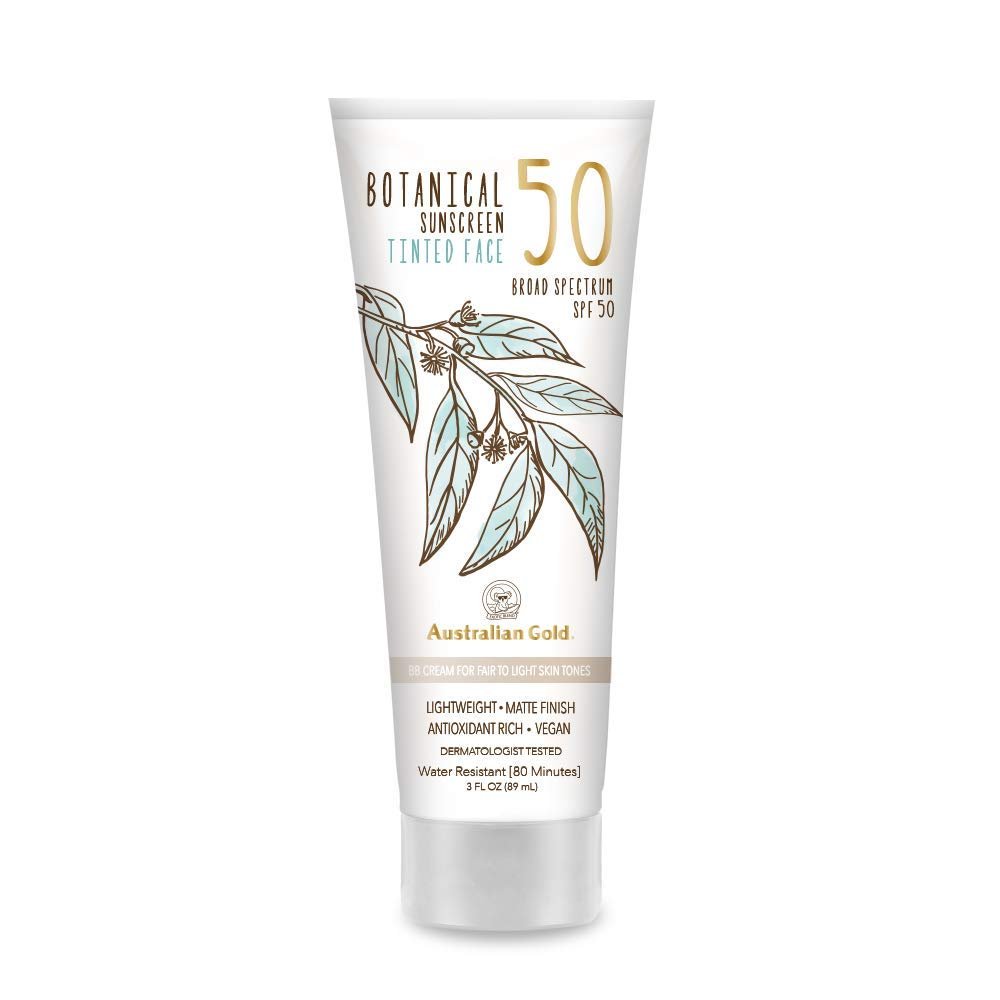 Australian Gold Botanical Sunscreen Tinted Face BB Cream SPF 50, 3 Ounce | Fair-Light | Broad Spectr