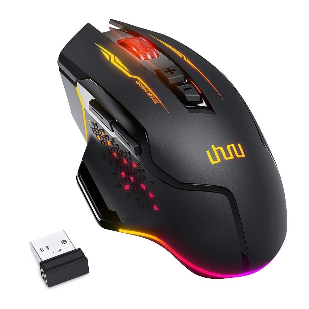 Wireless Gaming Mouse, UHURU Wired Wireless Type-C Rechargeable Computer Gaming Mouse with 7 Program