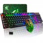 Wieless Gaming Keyboard and Mouse Combo Rainbow Backlight Quiet Ergonomic Mechanical Feeling Anti-gh