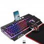 Wireless RGB Gaming Keyboard and Mouse - Rechargeable Backlit Keyboard Mouse Long Battery Life,Metal