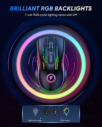 TECURS Wireless Gaming Mouse - Wireless Mouse Gaming for PC, Gaming ...