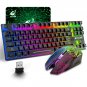 Wireless Gaming Keyboard and Mouse Combo with 87 Key Rainbow LED Backlight Rechargeable 3800mAh Batt