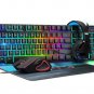 Gaming Keyboard Mouse and Headset with mic Combo USB Wired RGB Backlit Gamer Bundle Compatible with