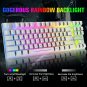 Wireless Gaming Keyboard Mouse and Wired Headphone with 87 Key Rainbow Backlight Rechargeable 3800mA