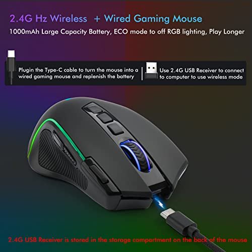 EYOOSO X11 Wireless RGB Gaming Mouse Rechargeable, 8000 DPI Wired