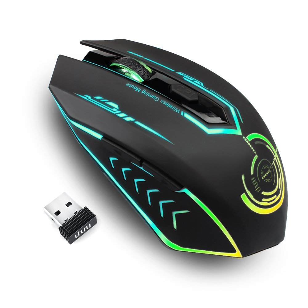 Wireless Gaming Mouse Up to 10000 DPI, UHURU Rechargeable USB Wireless Mouse with 6 Buttons 7 Change
