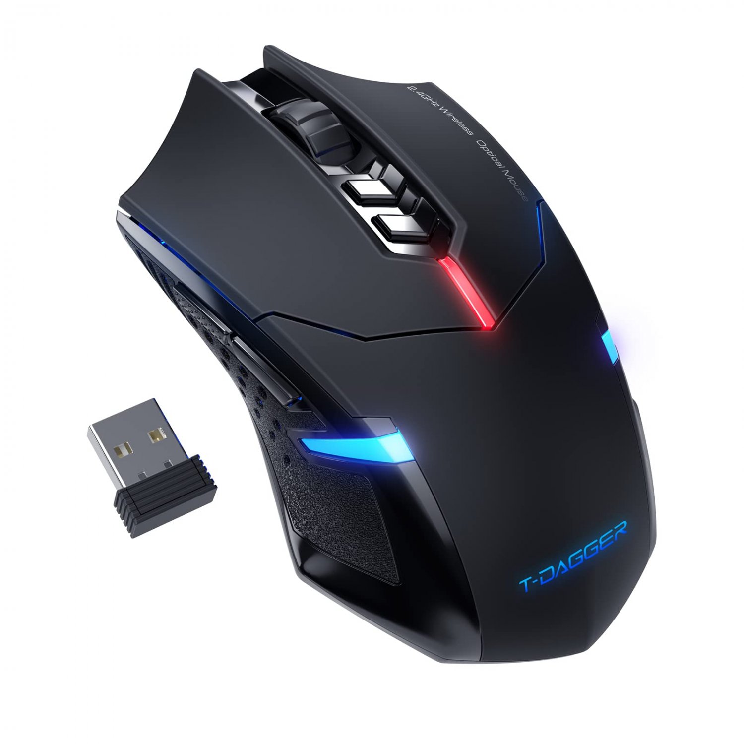 Wireless Gaming Mouse- USB Cordless PC Computer Mice with LED Blue Backlit, Ergonomic Silent Gamer L