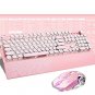 Basaltech Pink Gaming Keyboard with White LED Backlight, Magnetic Removable Wrist Rest with Large Ta
