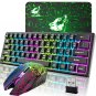 Wireless Gaming Keyboard and Mouse Combo,61 Key Rainbow Backlit Keyboard with Rechargeable 4000mAh,M
