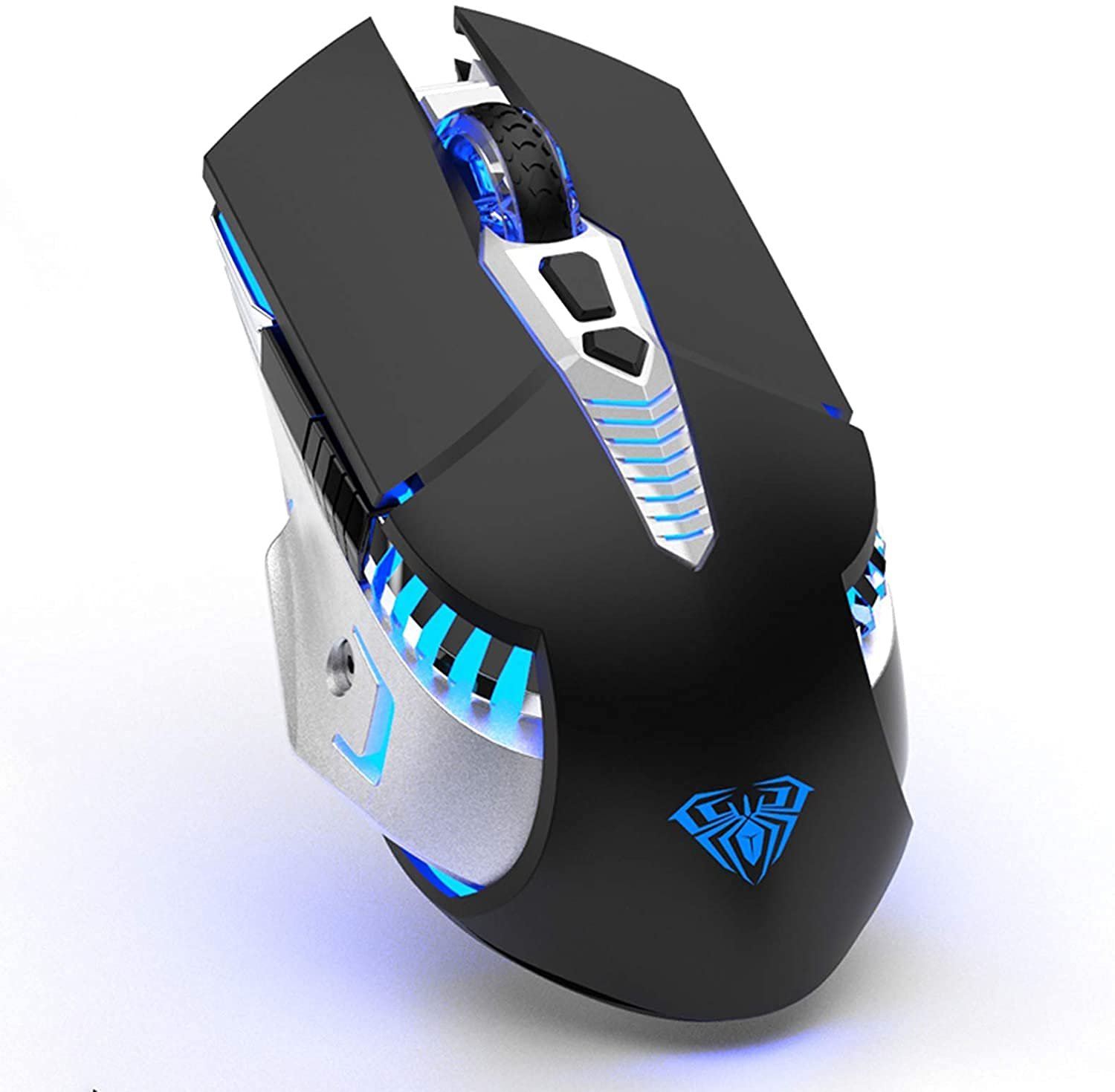 Bluetooth Mouse, Rechargeable Wireless Gaming Mouse Multi Device(BT 5.0/3.0+USB) with Side Buttons, 