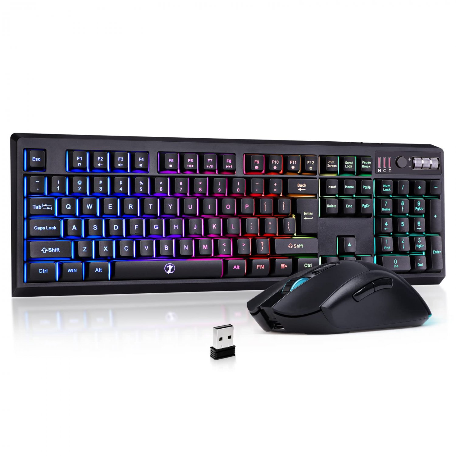 ZJFKSDYX C104 Wireless Gaming Keyboard and Mouse Combo,104 Key RGB LED Backlight Rechargeable Mechan