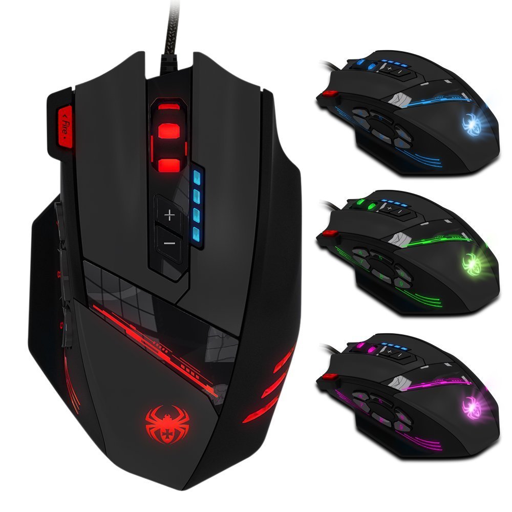 12 Programmable Buttons C12 Gaming Mouse, AFUNTA Laser Double-Speed Adjustment 8000DPI Mice Support 