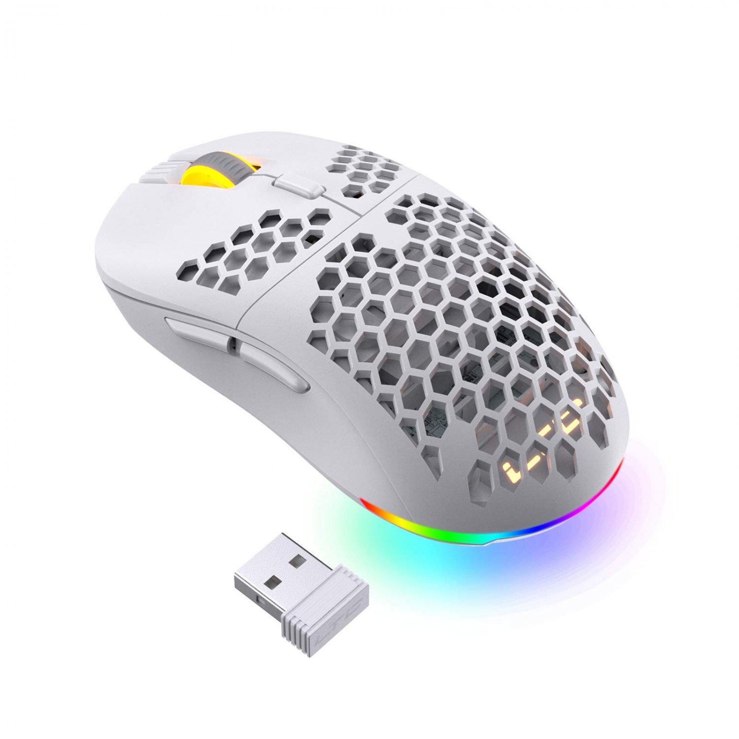 LTC Mosh Pit 16,000 DPI RGB Wireless Ambidextrous Gaming Mouse with Lightweight Honeycomb Shell, Erg