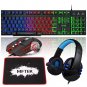 MFTEK RGB Rainbow Backlit Gaming Keyboard and Mouse Combo, Blue Lighted PC Gaming Headset with Micro