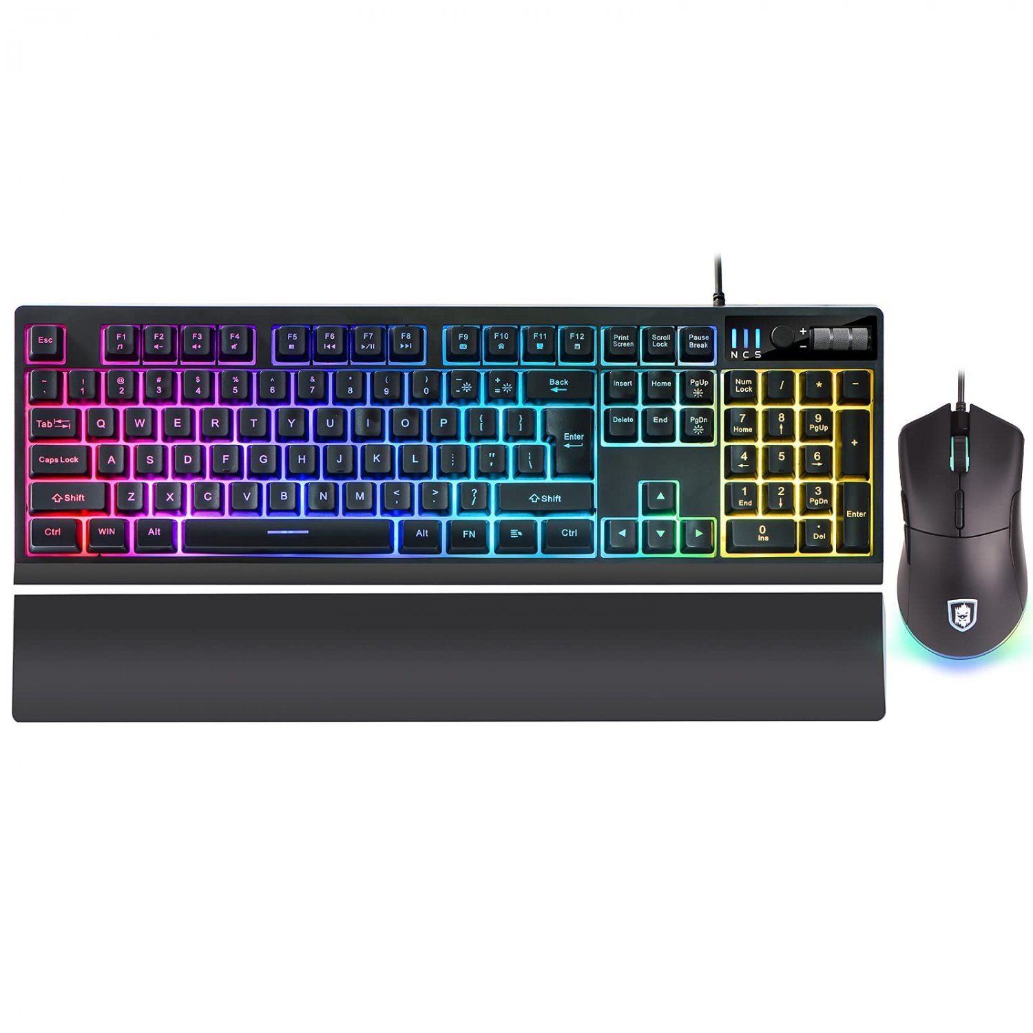 RGB Gaming Keyboard and Mouse Combo,RGB Mechanical Feel Gaming Keyboard with Ergonomic Detachable Wr