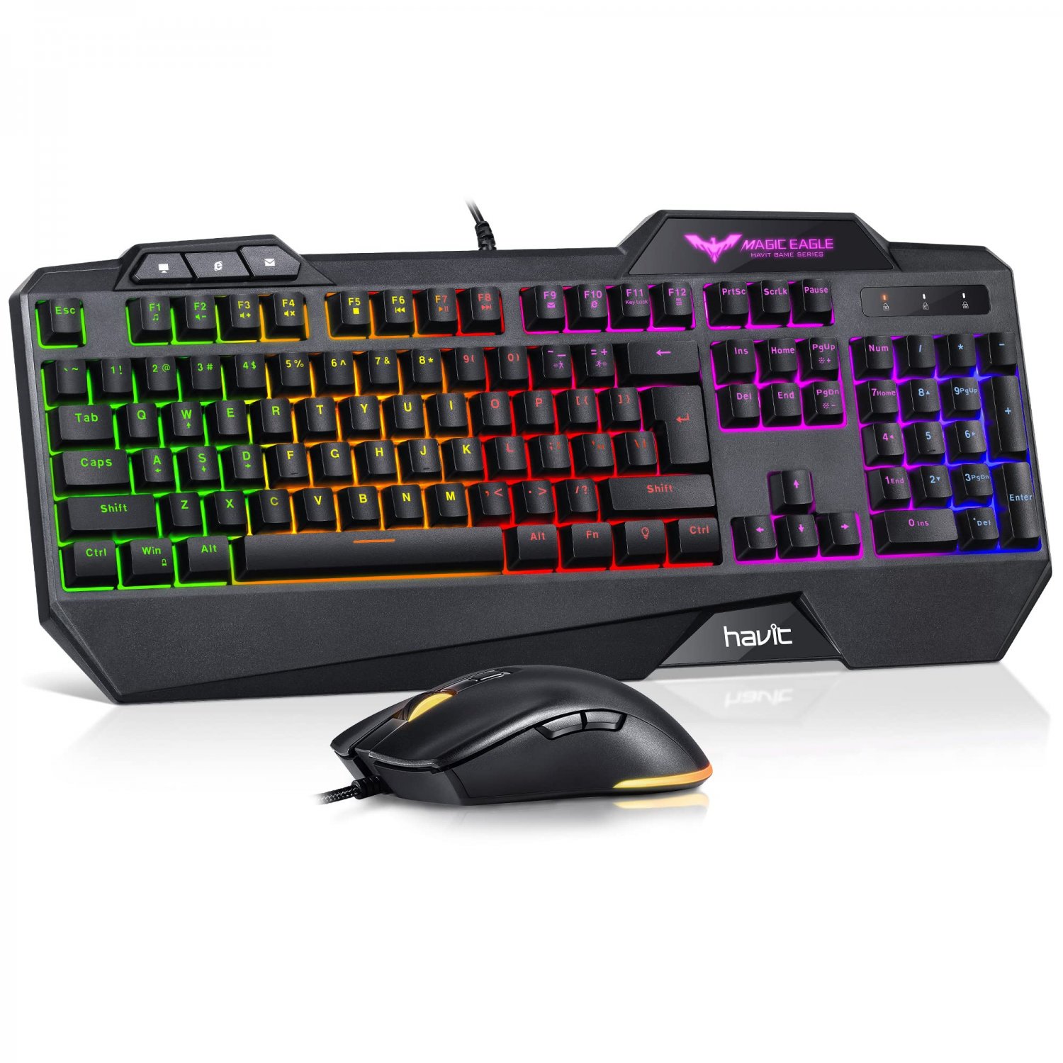 havit Gaming Keyboard and Mouse Combo, Backlit Computer keyboards and RGB Gaming Mouse, Gaming Acces
