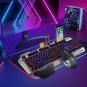 FELiCON Wired Game Keyboard and Mouse Combo, RGB LED Backlit Mechanical Feel Keyboard with Hand Rest
