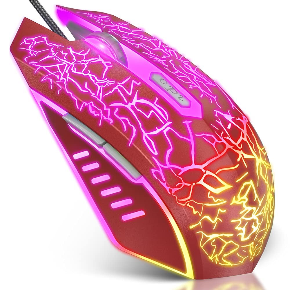 VersionTECH. Wired Gaming Mouse, Ergonomic USB Optical Mouse Mice with Chroma RGB Backlit, 1200 to 3