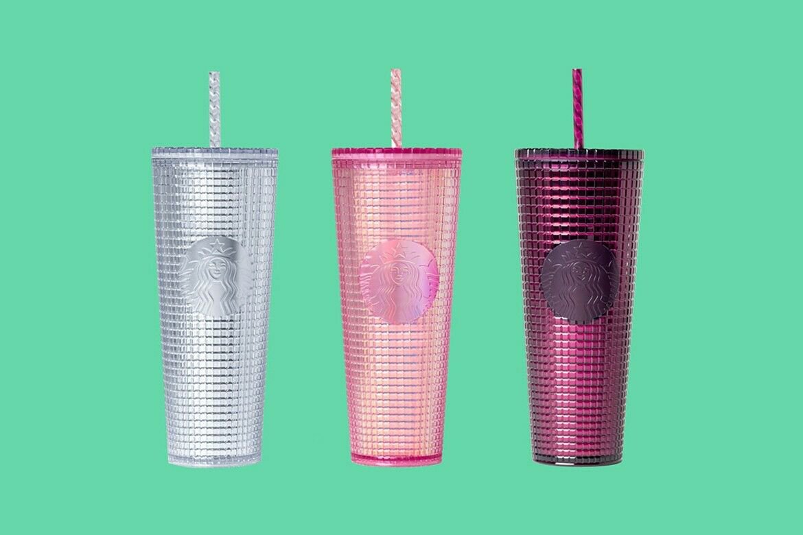 Starbucks Metallic Grid Disco Holiday 2020 Cold Tumbler Studded 3PCS